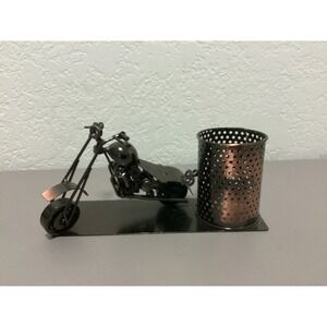 Unbranded Motorcycle Pen Holder Desk Organizer Bronze Black Metal Art B3‎